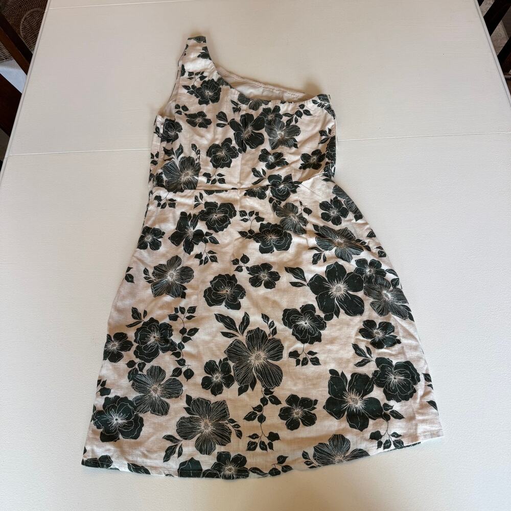 Abercrombie & Fitch Women's One Shoulder Mini Dress Dark Green Floral Small Tall